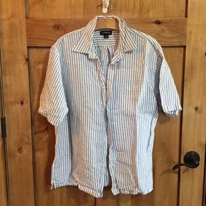 Striped Linen Button Down Tee